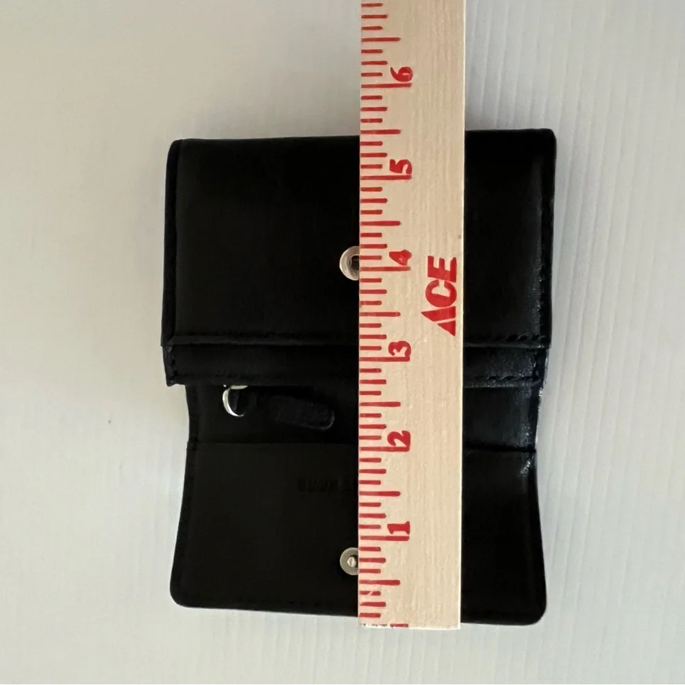 RARE Vintage Michael Kors Black Leather Silver Tone Mini Flap Wallet w/Key Ring - Picture 11 of 12